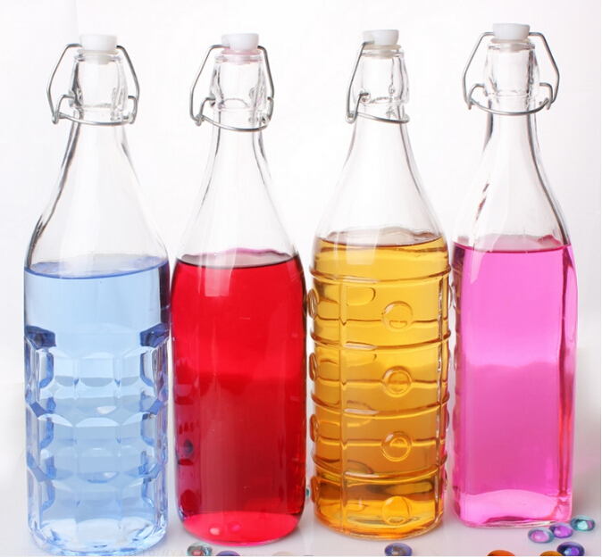 Wholesale Haonai Eco-Friendly food grade clear glass bottle with lock lid