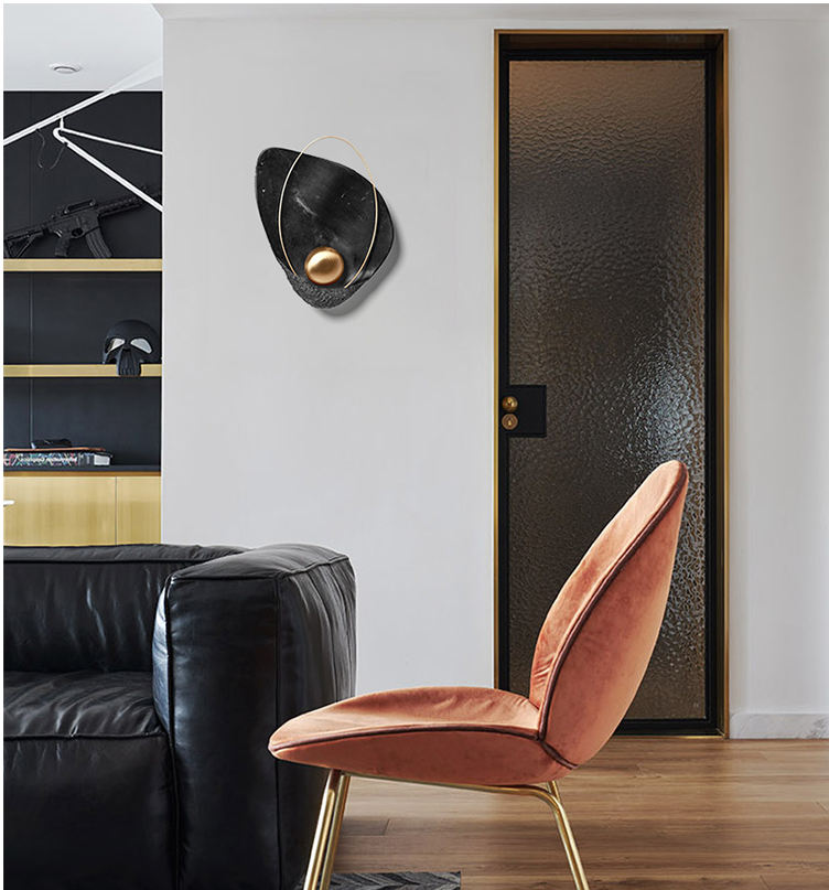 hot sell popular modern creative LED shell pearl wall lamp for bedroom black wall lighting for bathrooms
