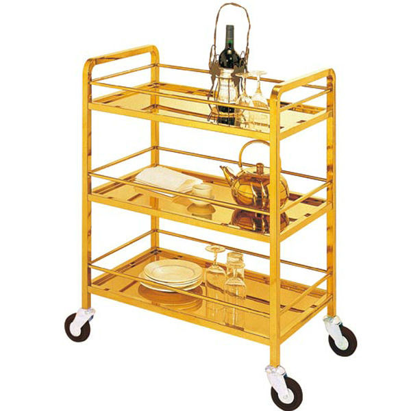Restaurant 3 Shelf Gold Catering Servise Trolley Carts