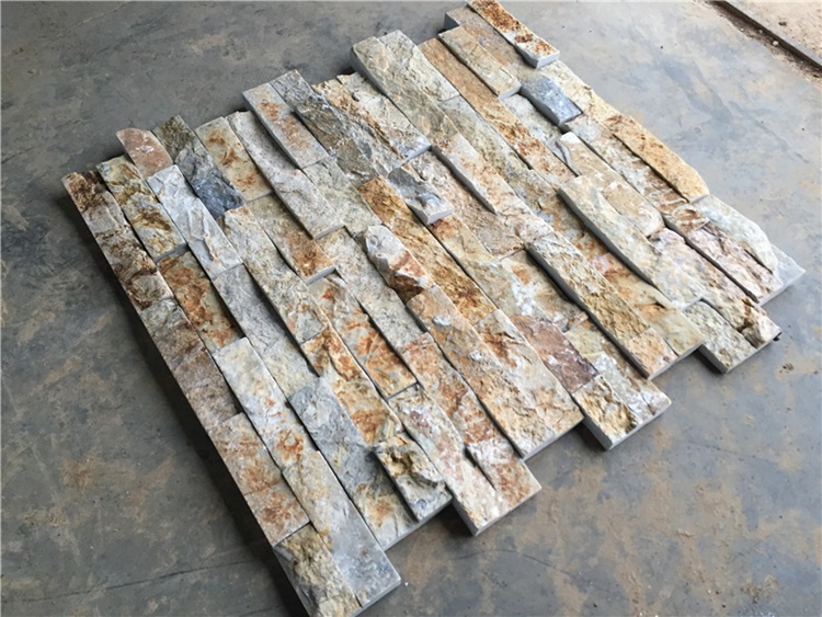 Decorative Stone Wall Panels Cladding Tiles Golden Slate Wall Cladding