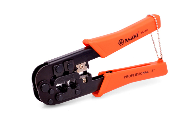 ASAKI AK-0337 8" Hand Modular Plug Crimping Tools Cable Manual Pliers Telephone Network Cable Wire Cutter High-carbon Steel
