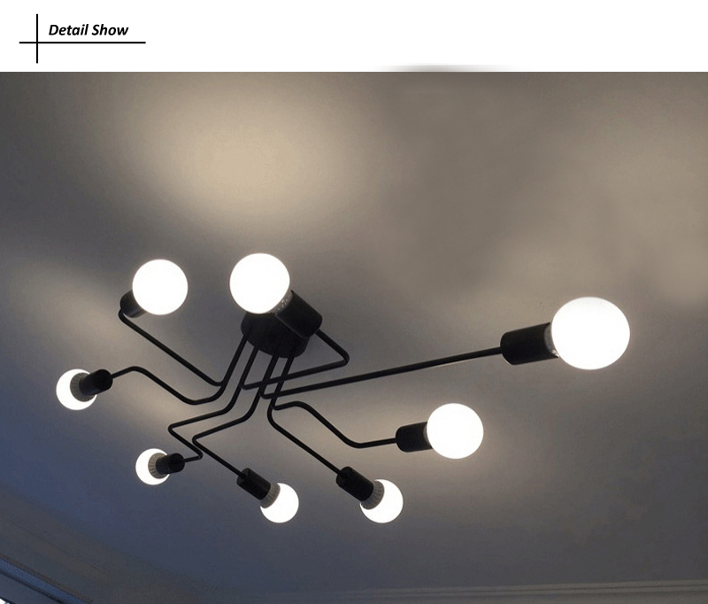 Retro Industrial Loft Nordic Pipe Wrought Iron Ceiling Light 4 6 8 Heads Lamp for Home Decor Restaurant Dinning Cafe Bar Room