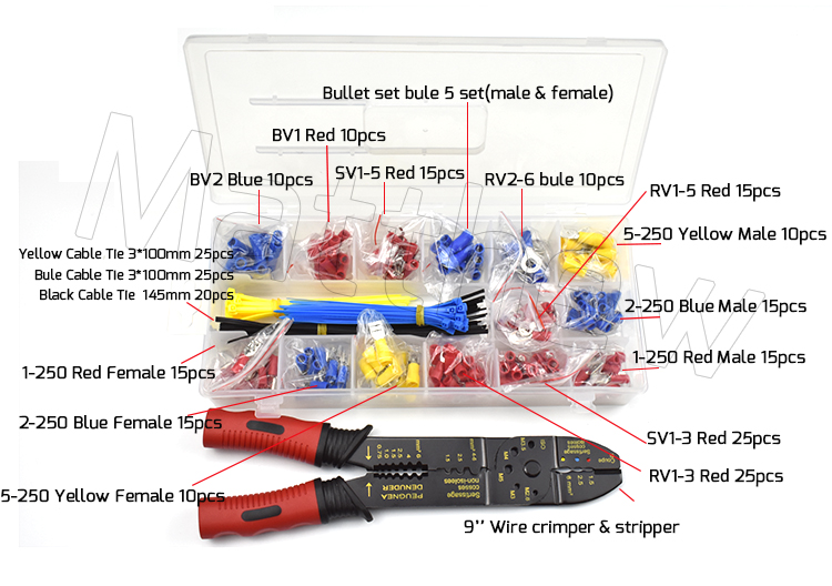 200pcs Wire end Terminals with Wire Stripper
