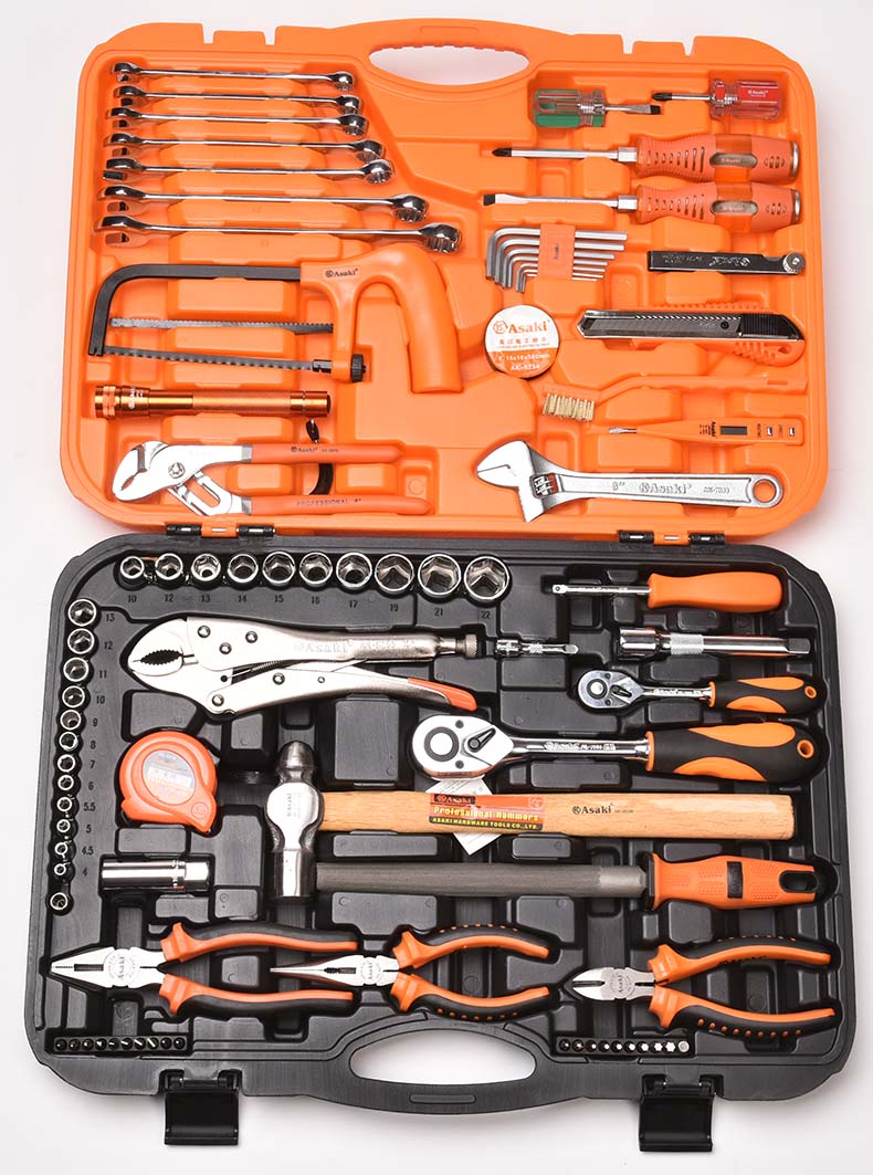 Asaki 86pcs Machine Auto Repair Tools Set Multi-function Repairing Mechanic Hand Tool Socket Ratchet Adjustable Wrench Hammers