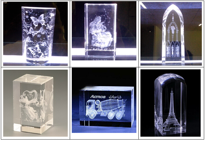 3Dレーザー彫刻機内部彫刻写真クリスタルガラスアクリル