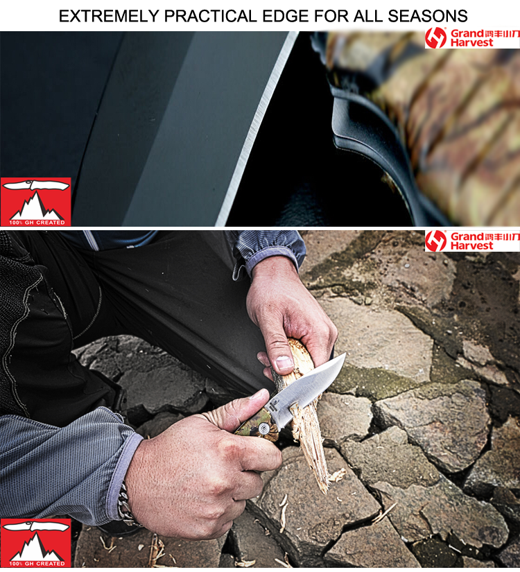 Premium 420 stainless steel folding pocket knife with aluminum camouflage handle frame safe lock for hunting and camping