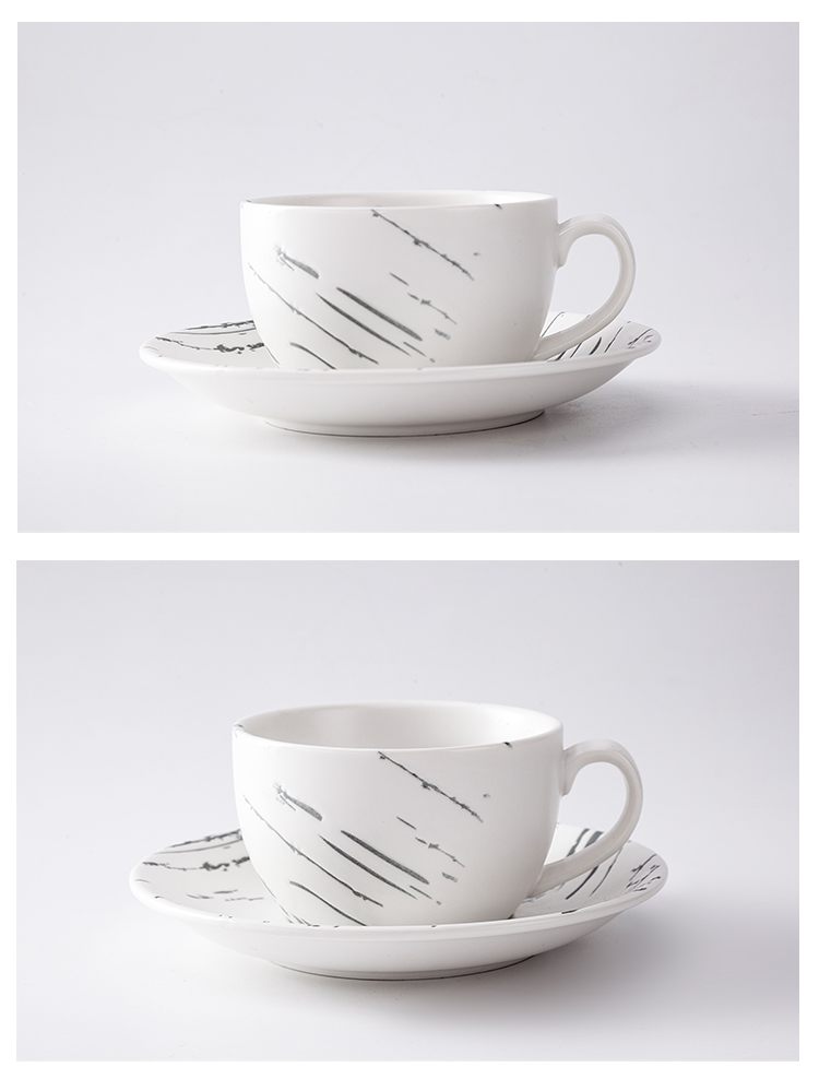 250Ml Cappuccino Marble Cup With Saucer Set For Cafe