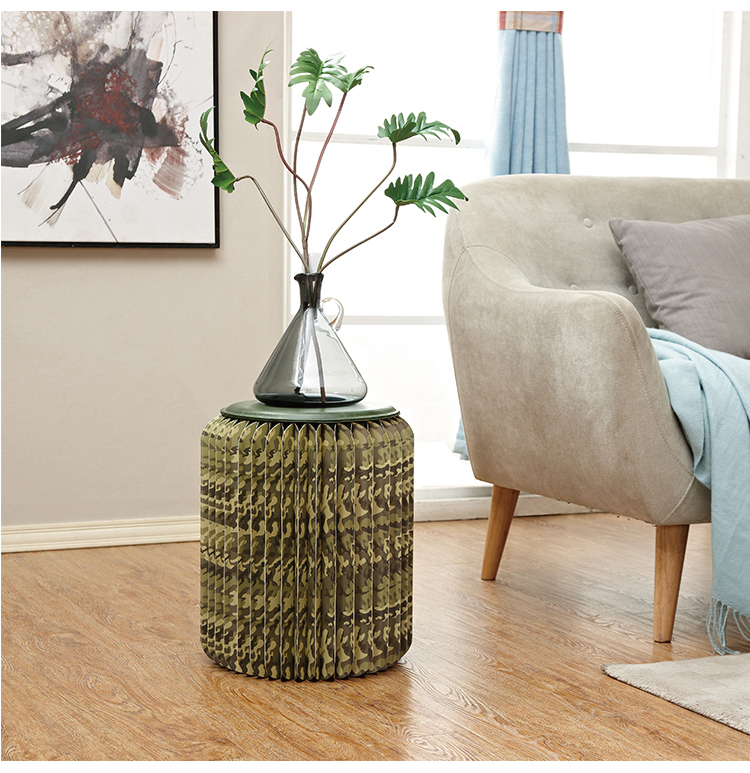 ihpaper Popular Simplify Natural Portable Easy to Transport Customized Camouflage Pattern Paper Stool