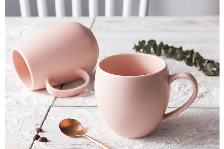 Bulk Ceramic Coffee Cup Custom Matte Glaze Pink Ceramic Mug
