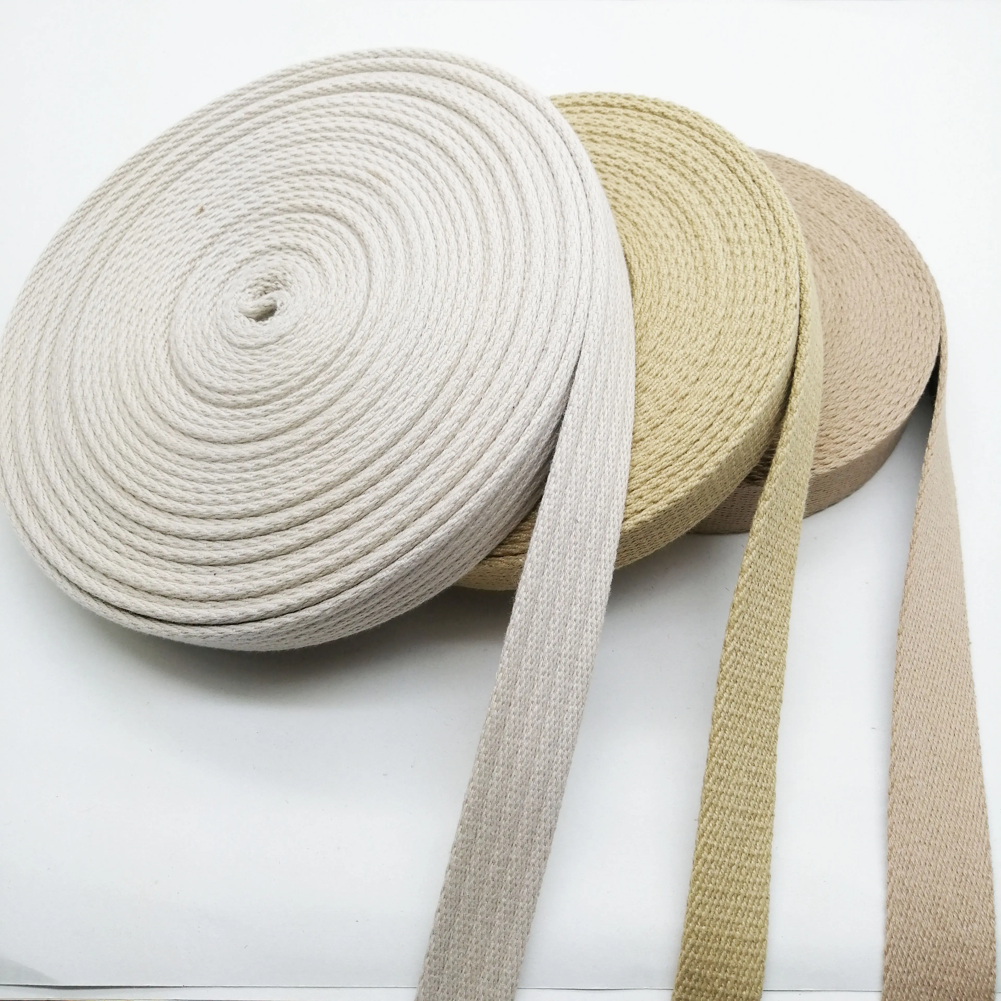 Natural color custom cotton flat fabric bag handle strap