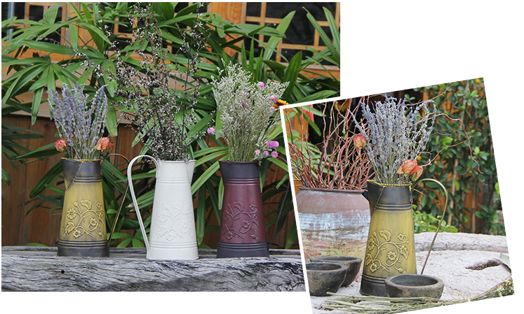 Rustic Style Metal Pitcher Flower Vase Primitive Jug galvanized milk jugs for Wedding Home Decoration