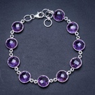 Wholesale Natural Amethyst Handmade Unique 925 Sterling Silver Bracelet 7 3/4-8 1/4"