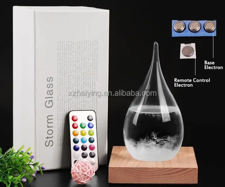 Hot Selling New weather forecast bottle water drop shape storm glass bottle crafts with gift box package