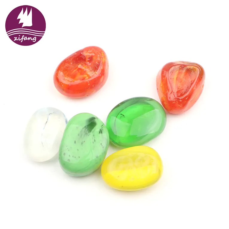 high quality colored decorative glass cobble stones