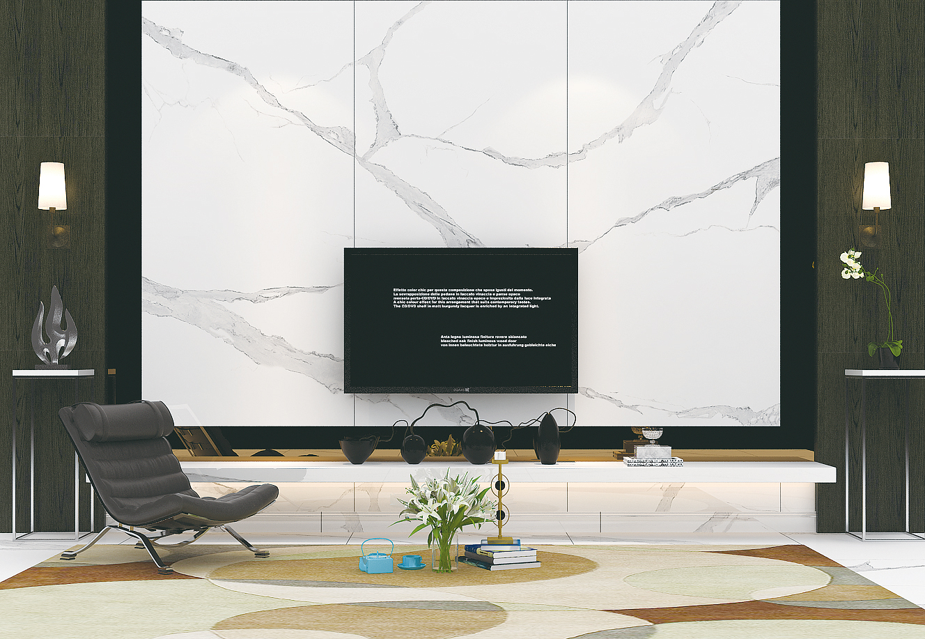 New Fashion Living Room 1200*2400 Glazed Rustic Carrara Marble Floor Tile Ceramic