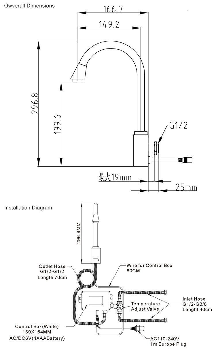 2018 brass chrome bib tap sensor faucet induction stopcock