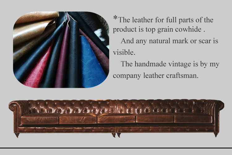customized hotel sofa top grain leather chesterfield sofa set luxury living room sofa button tufted leather vintage green