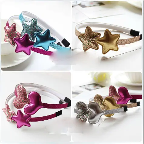 Glitter Heart Headband Cute Star Bands for Party Hair Accessories