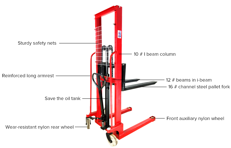 2 Ton Hydraulic Hand pallet stacker manual forklift stacker paller jack china high quality