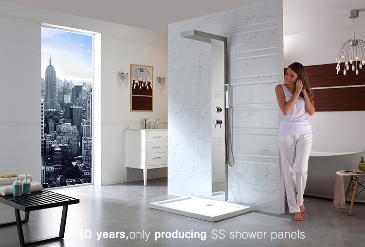 Modern Square Bathroom Shower Design Polished Mirror Color Floor Standing Style Luxury Shower Panel
