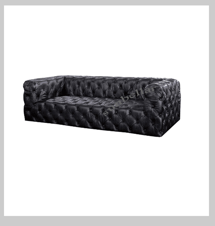 bespoke chesterfield black leather sofa set genuine leather tufted buttons classic chesterfield-sofa handcrafted traditional UK