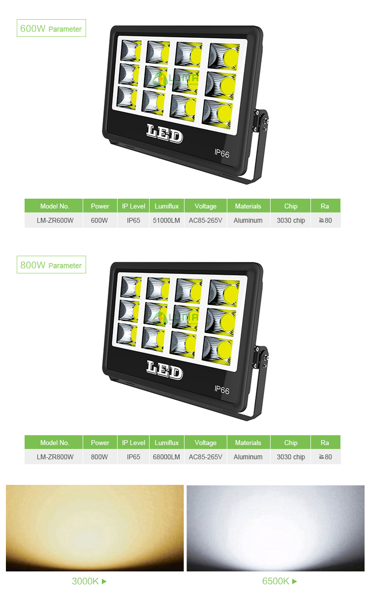 High Power Floodlight 400 Watt Led Lights 6000K White Landscape Lamp