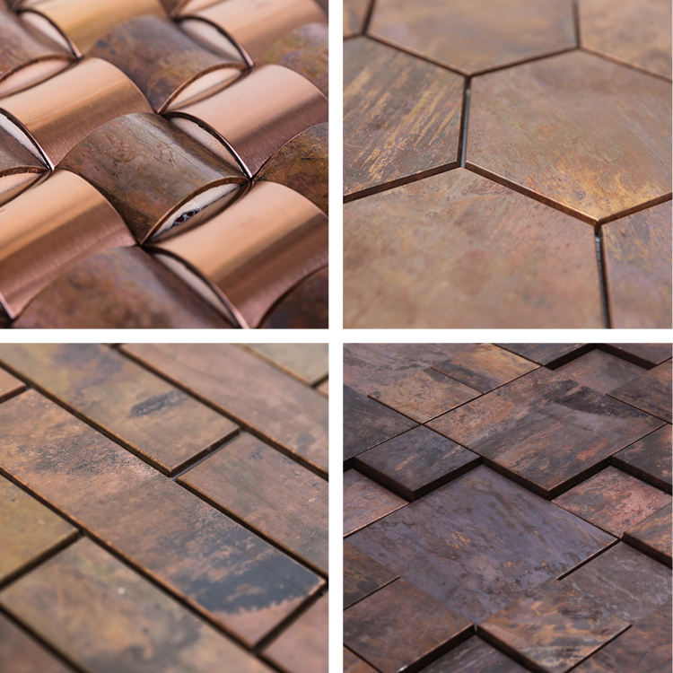 Luxury Smooth Golden Copper Linear Mosaic Wall Tile Luxury Factory Provide Copper Bronze Strip Metal Mosaic Tile