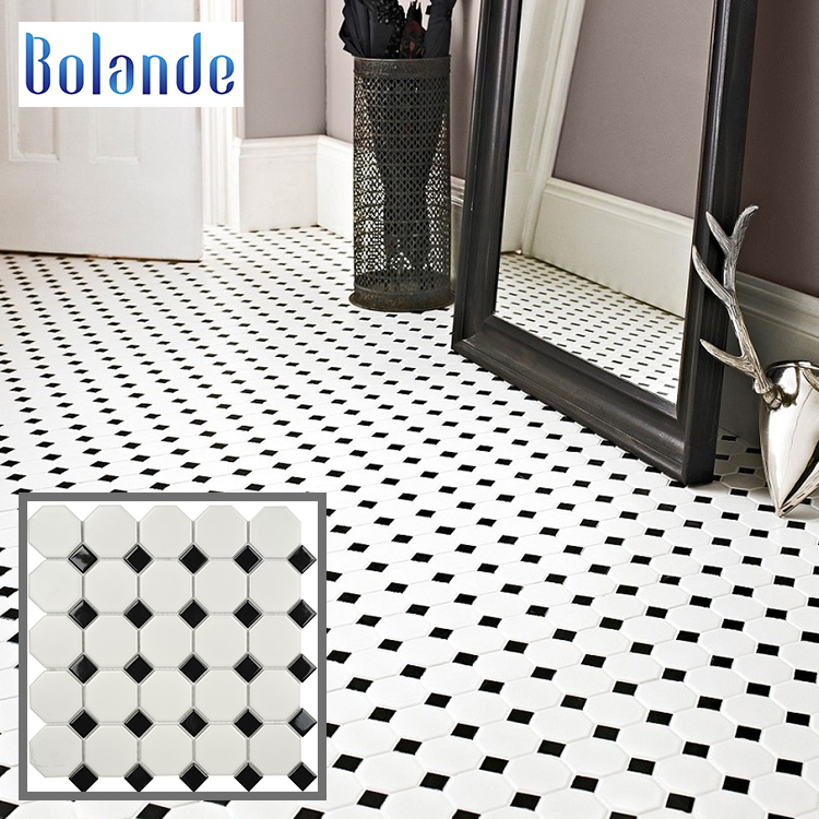 Finden Sie Hohe Qualitat Schwarz Und Weiss Achteck Keramik Mosaik Fliesen Hersteller Und Schwarz Und Weiss Achteck Keramik Mosaik Fliesen Auf Alibaba Com