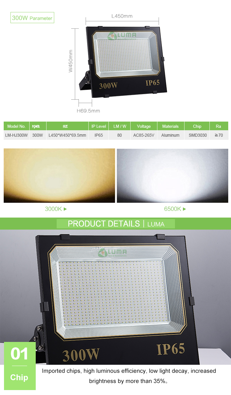 100W LED Flood Light 2018 New Model Aluminum Housing
