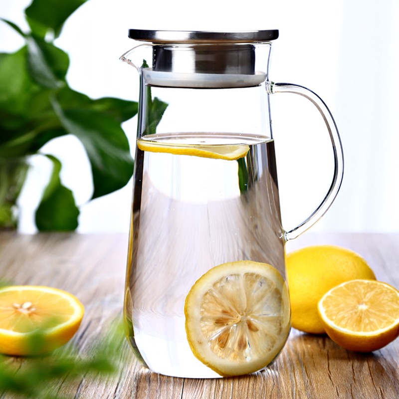 1500ml Borosilicate Glass Carafe, Fruit Infuser Water Pitcher