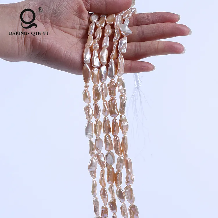 China Supplier Natural Color Straight-Drilled Biwa Freshwater Pearls