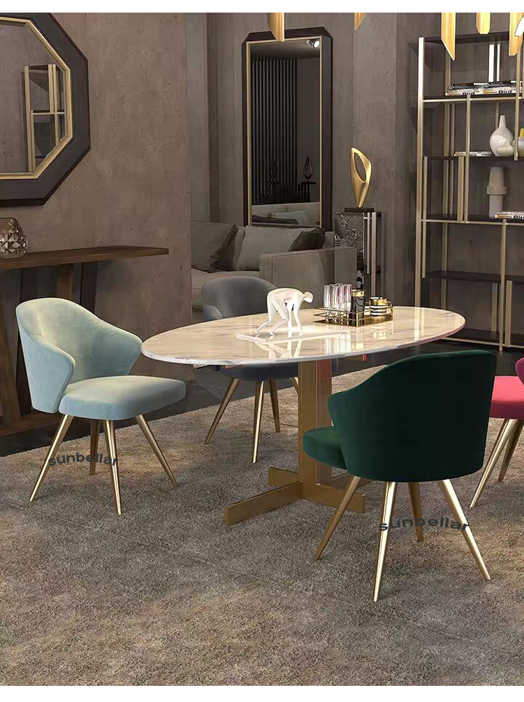Foshan furniture factory dining chair fabric velvet gold stainless steel legs restaurant dinning room chair
