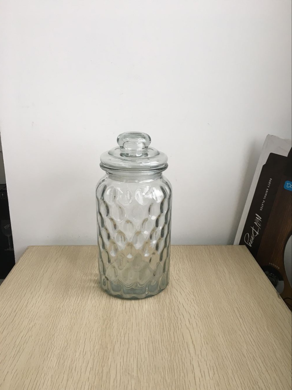 Custom Embossment Tea Coffee Food Healthy Glass Storage Jar With glass Lid