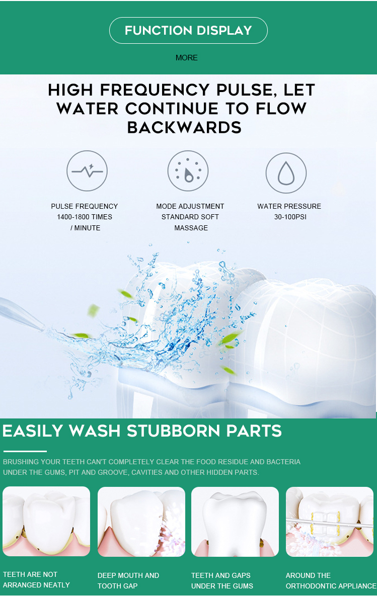 300ml Oral Care Water Flosser RoHS Portable Water Jet For Teeth Oral Irrigator