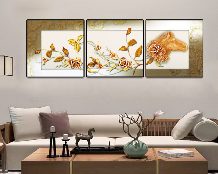 Home Decor Product Horse 3D Resin Decorative Relief Wall Painting