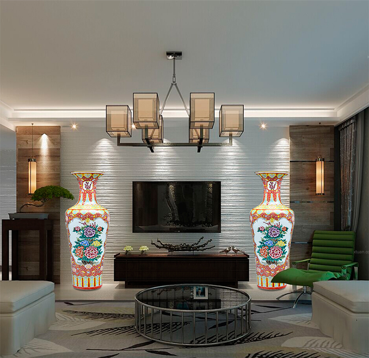 Luxury high size traditional chinese big ceramic home goods vases tall home decoration floor vase