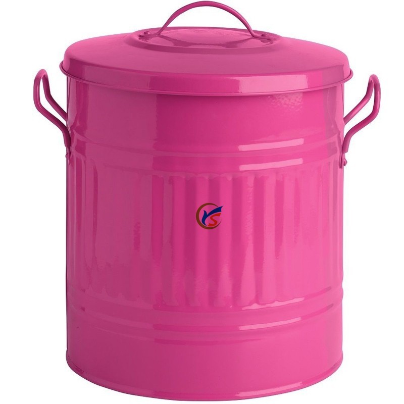 15 L multicolor galvanized metal small bathroom rubbish bin
