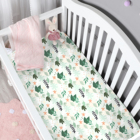 100% Cotton baby bedding green jungle printing fitted crib baby sheets