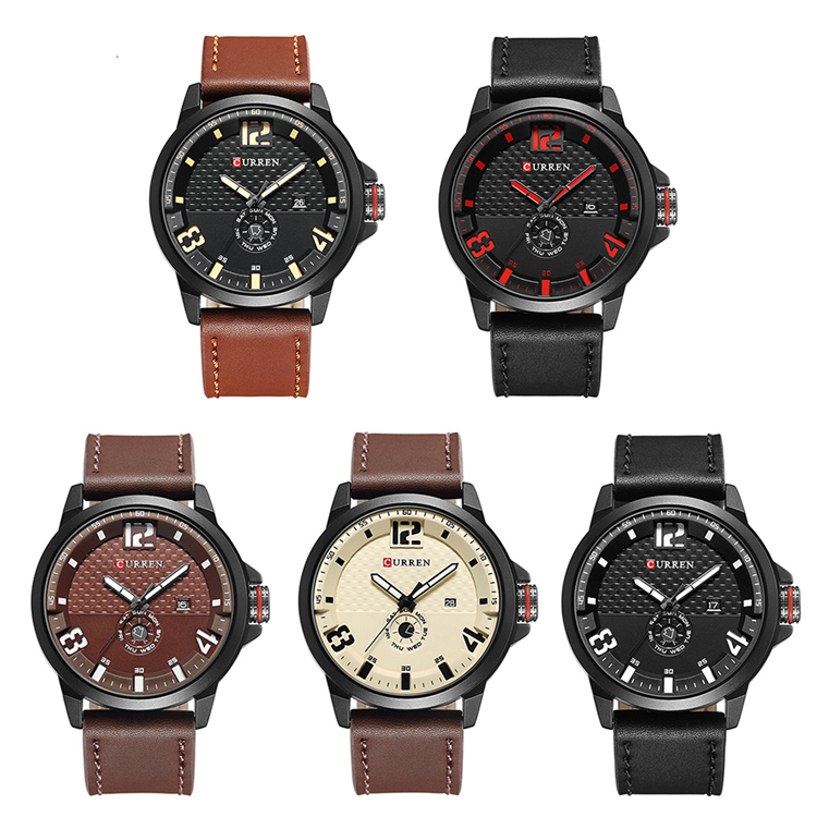 Men's Fashion Casual Sport Quartz Watch Mens Watches Top Brand Luxury Leather Drop Shipping Wristwatch Male Clock CURREN 8253