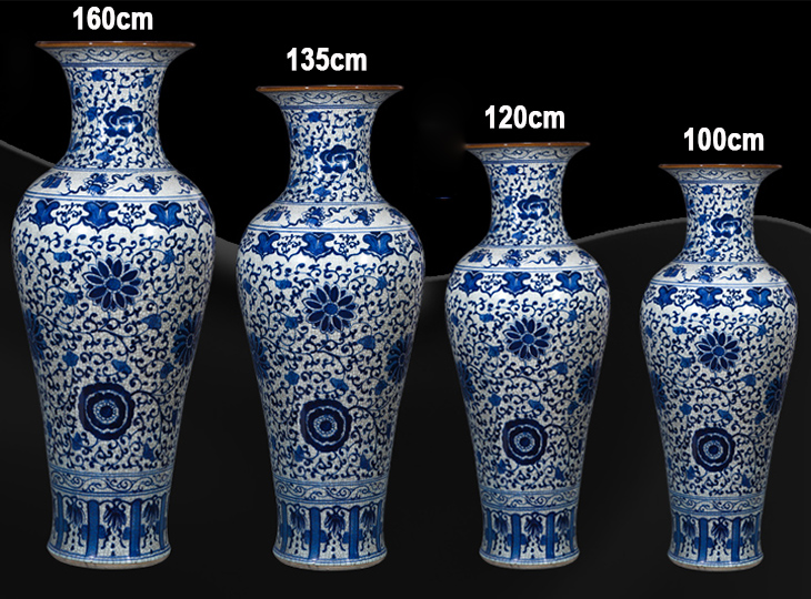 Cheap blue and white chinese reproduction ceramic floor vase