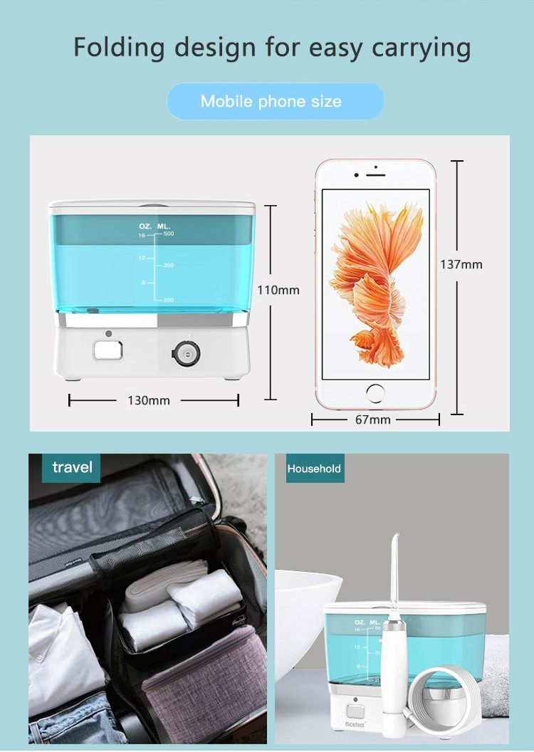 500ml Rechargeable Dental Flosser 5W Deep Cleaning Oral Water Flossing