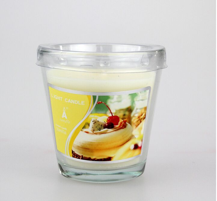 2oz clear glass candle holder with paper sticker
