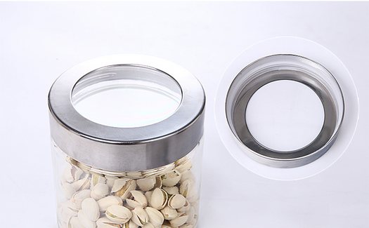 Round glass food container with Acrylic lid