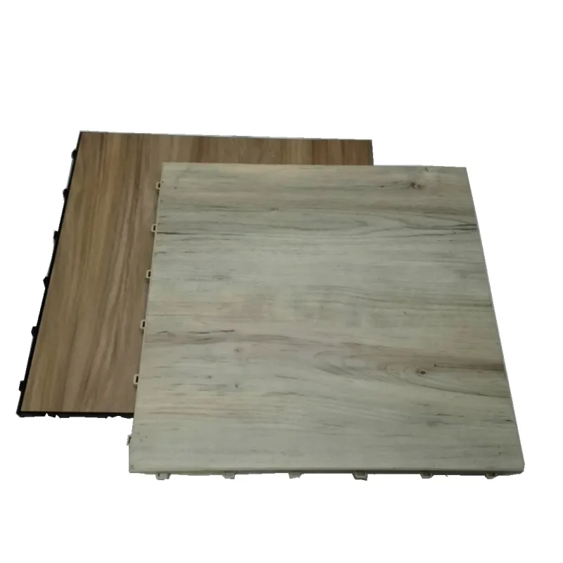 Good quality 46.5*46.5cm PVC material wood look interlock wedding floor covering