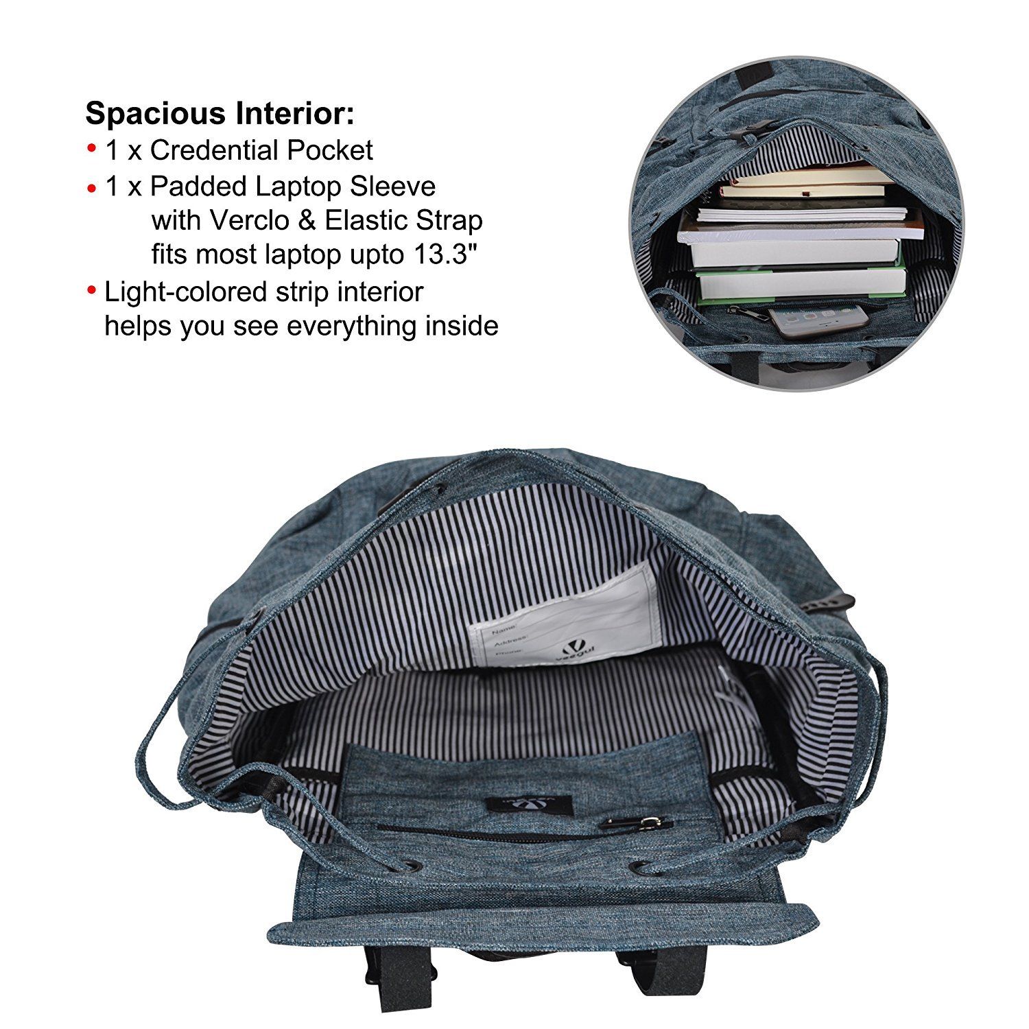 Rucksack mit Vintage-Klappe aus Segeltuch mit Kordelzug für Reisen über Nacht für Teenager