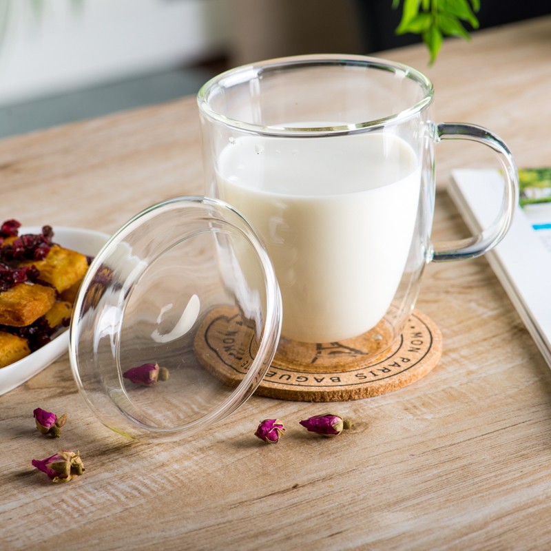 Borosilicate Double Wall Clear Glass Espresso Coffee Cup Large Double Wall Glass Mug for Coffee