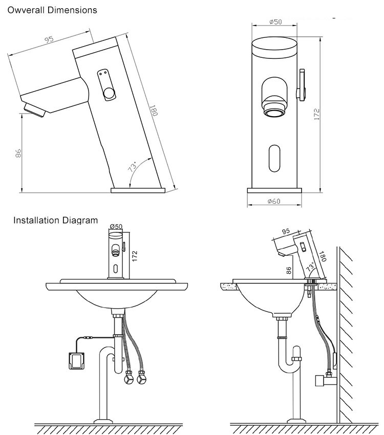 Lead Free Automatic Sensor Faucet Cold and Hot Single Handle Bathroom Electrical Basin Robinet Faucet