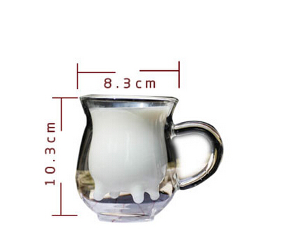 Glass Coffee Mugs - Double Wall glass cup with Handle, Perfect for Latte, Americano, Cappuccicute Tea Bag