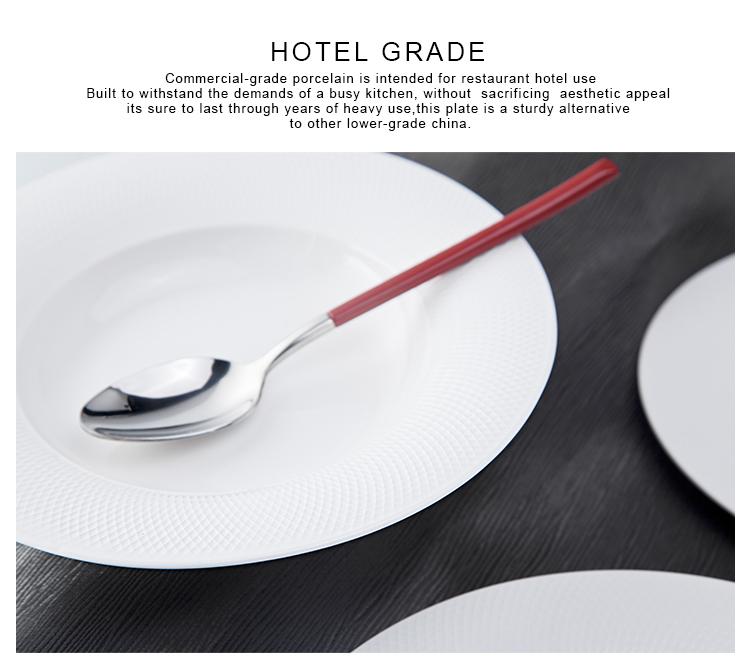 22cm 23.3cm White Deep Ceramic Soup plate For Restaurant
