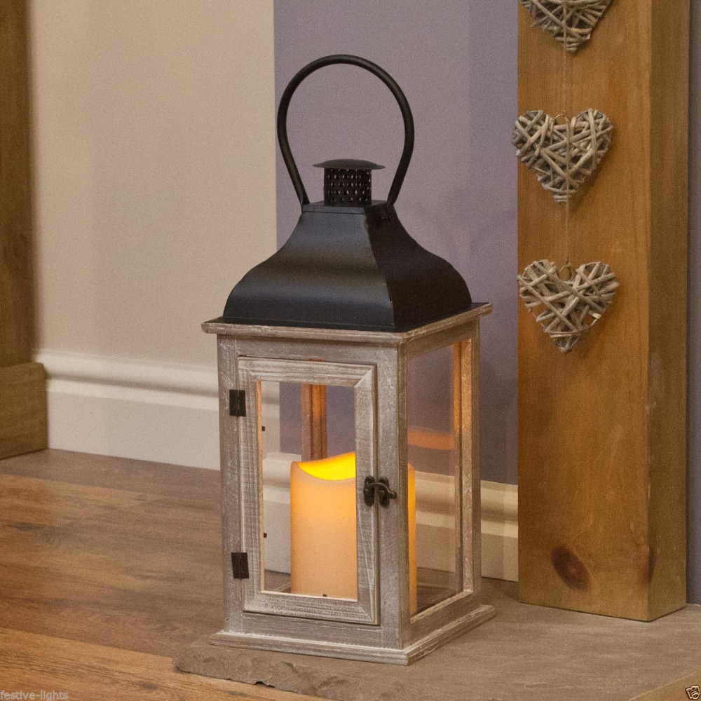 Lantern Candle Holder Tea Light Hurricane Lamp Garden Outdoor Wooden Metal Glass Decorative Storm Lanterns For Patio Indoor Vintage Hanging Shabby Chic Wedding Decoration Tea Light Holders